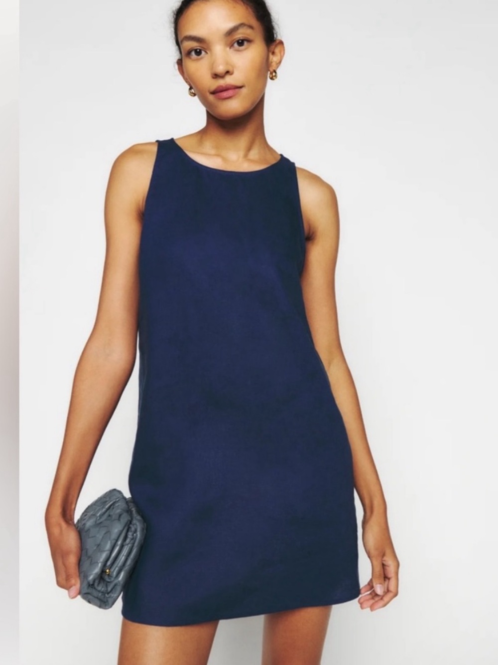 Reformation Jessi Linen Dress in navy
